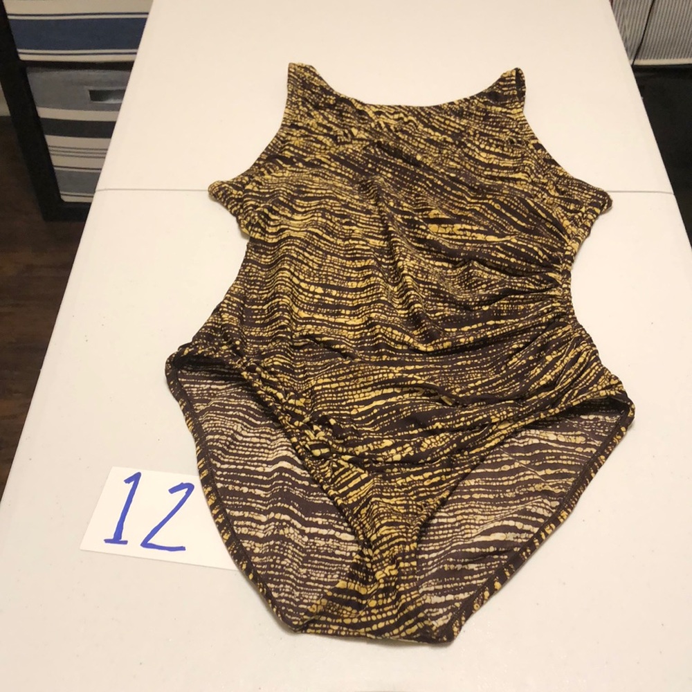 Speedo Brown and Yellow One Piece Swimsuit